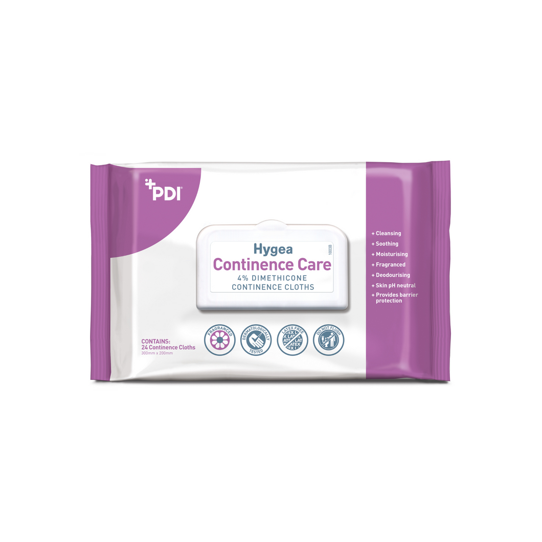 Hygea PDI Continence Care Cloths - 4% Dimethicone (24 Pack)